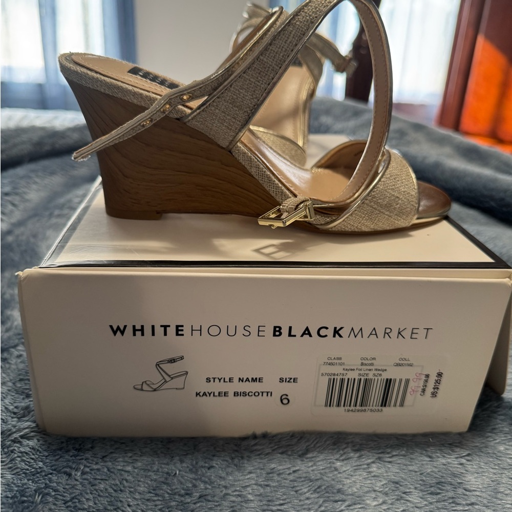 White House Black Market Kaylee Biscotti Wedges – Size 6 – NIB - Picture 2 of 6